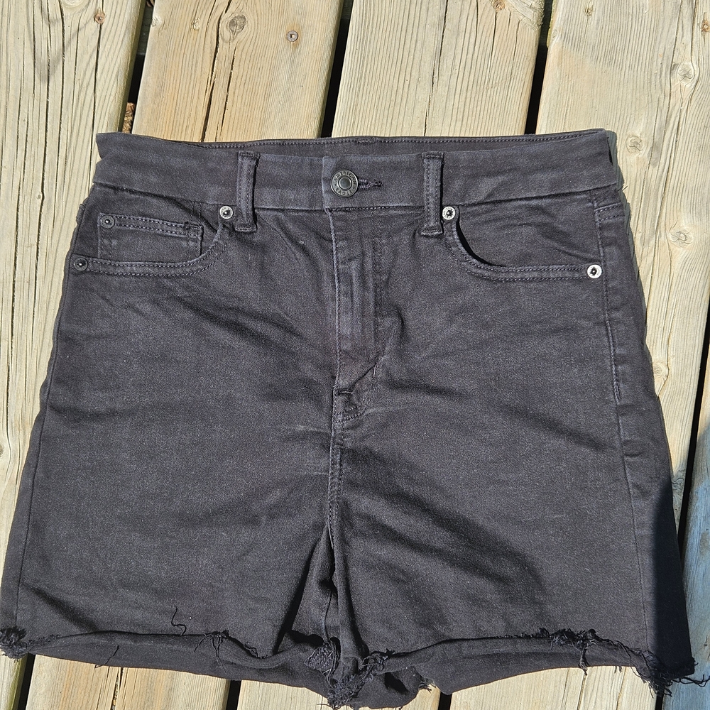 American Eagle Outfitters Black Jean Shorts Distressed Cut-Off